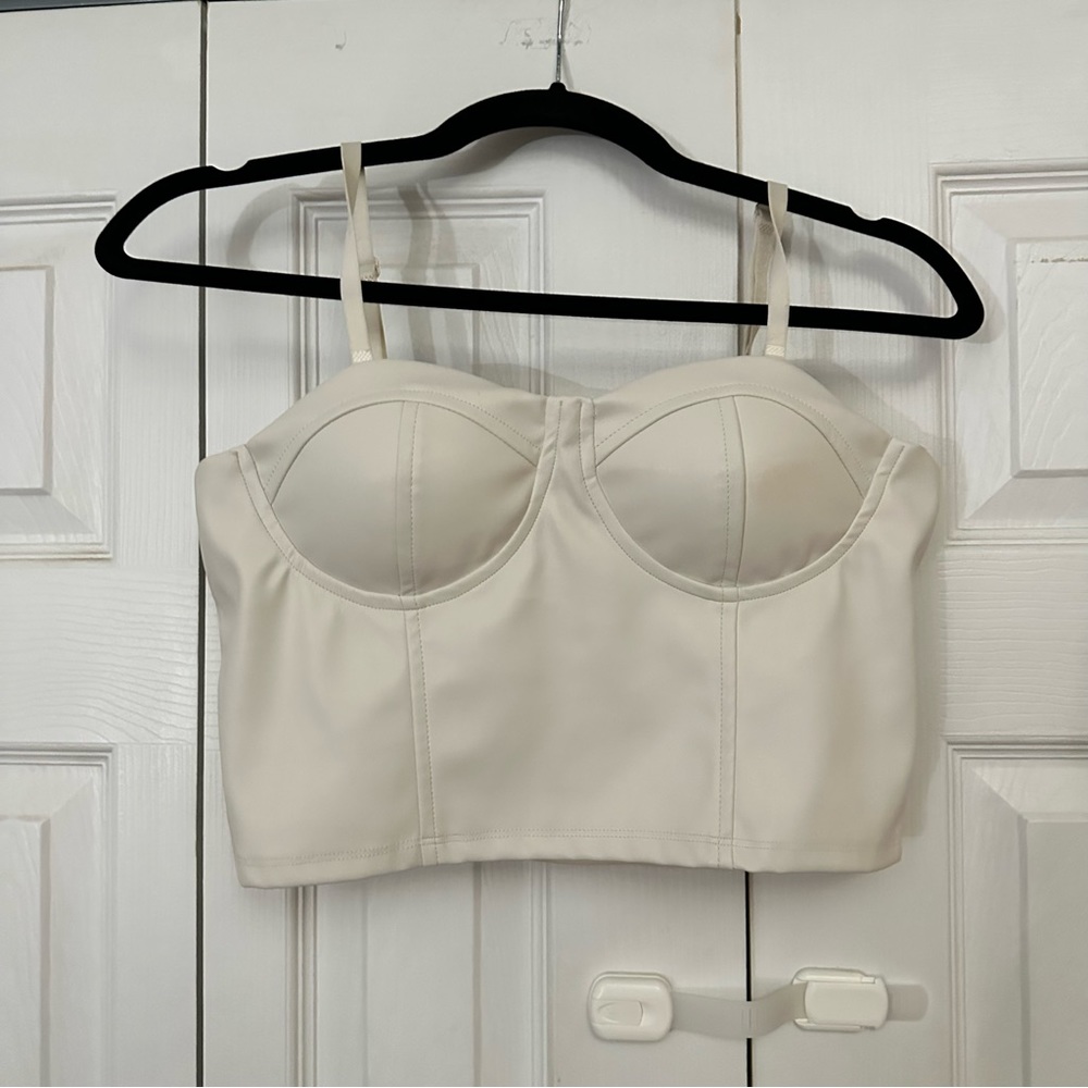 Faux leather top